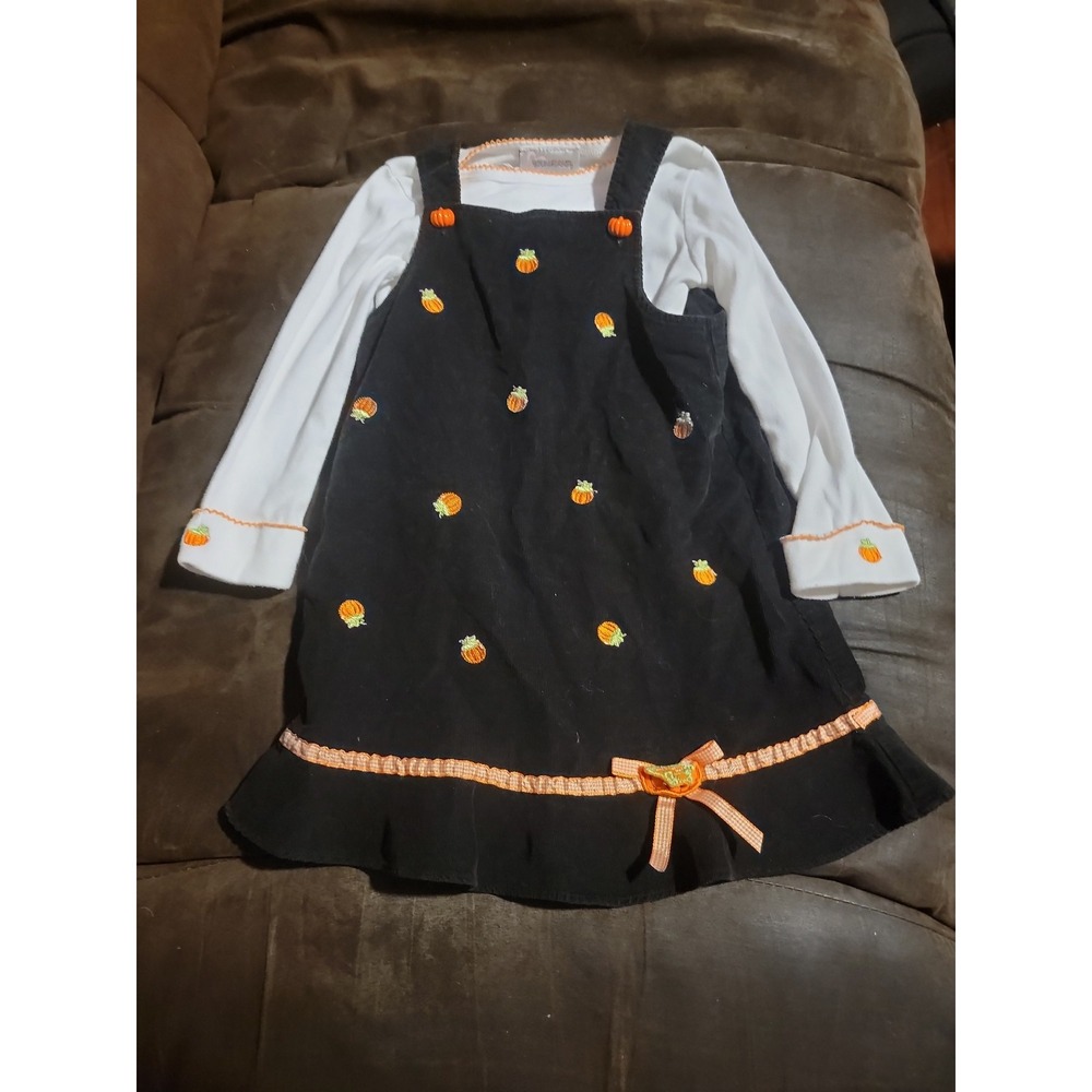 Young land Halloween pumpkin dress and undershirt size 4t